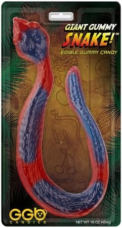Giant Gummy Snake - Dual Fruity Flavors, Delicious Candy Creation from GGB Candies! (Cherry/Blue Raspberry, 1 Pound)