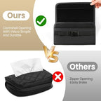 Car Tissue Holder, WHHMK Tissue Box Cover Keep Car Tidy, Premium PU Leather Backseat Napkin Rectangle Organizer, Extra Large Tissue Box Storage in Auto Fits for 100-150 Regular Size Tissues, Black