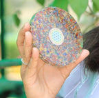 Jet Mix Chakra Gemstone Orgone Tea Coaster Flower of Life Round 40 Page Booklet Jet International Crystal Therapy India