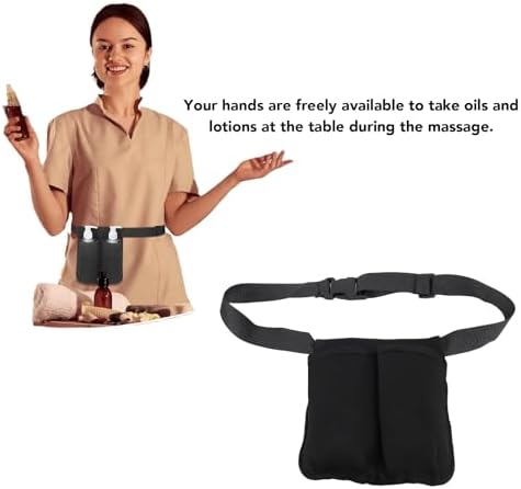 Brrnoo Two Bottles Massage Bottle Bag Adjustable Belt Supplies Professional Lotion Holster for Therapist, Massage Waist Pouch, Store Oils Easily Access At Table, Wider Belt Design To
