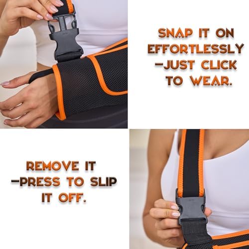 Arm Sling for Women&Men with Enhanced Size Adjustable Sling for Arm Support, Elbow Wrist Left Right Arm Sling with Buckle Design (L-XL)