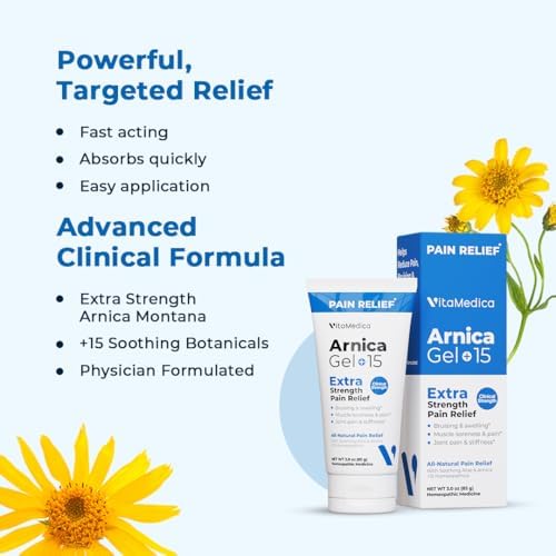 VitaMedica Arnica Gel Plus 15 Healing Plant Compounds, Extra Strength Formula for Bruising, All-Natural Plant-Based Topical Gel