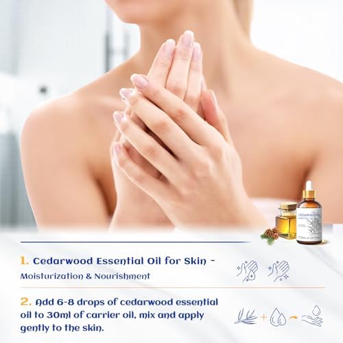 HIQILI 1 Fl Oz Cedarwood Essential Oil, Pure Natural Cedarwood Oil for Hair, Diffuser, Aromatherapy - 30ML