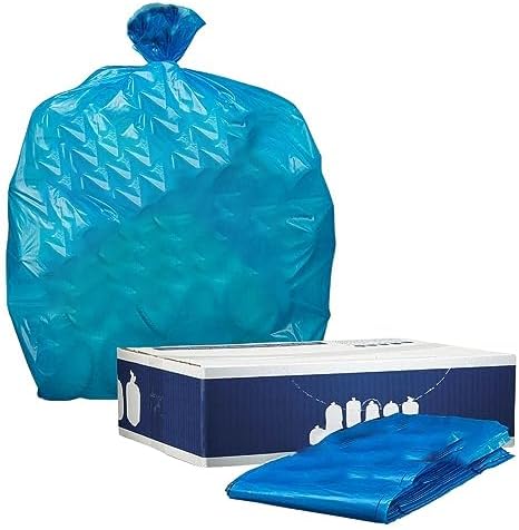 Plasticplace 64-65 Gallon Recycling Trash Bags For Toter │1.5 Mil │ Blue Heavy Duty Garbage Can Liners │ 50” x 60” (50 Count)
