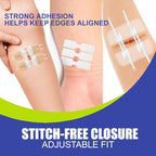 Wound Closure Strips for Skin, 40 Pack Stitchless Skin Closure Device, Alternative to Stitches for Cuts & Lacerations, Butterfly Bandages for Wound Closure, Waterproof & Breathable