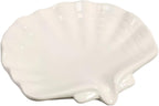 Ceramic Shell soap Box self draining European Design Sink Bathroom Shower soap Tray Anti-Slip soap Holder Multi-Functional Jewelry Stand Small and Cute, White