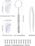 20 Pair of Eyeglasses Nose Pads,10 Pair of Air Chamber Soft Silicone Nose Pads & 10 Pair of Hard PVC Nose Pad,Screws,Screwdrivers,Tweezer and Cleaning Cloth
