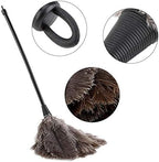 Ostrich Feather Duster, Mini Handmade Washable Reusable Ostrich Feather Duster Brush with Long Plastic Handle for Car Keyboard Office Home Furniture, 40cm/15.74inch Multicolor