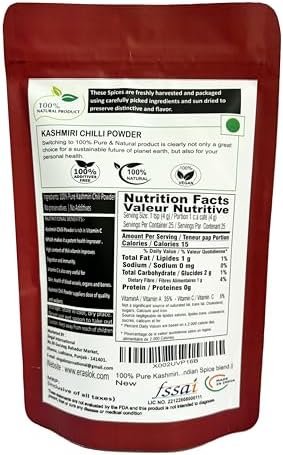 Raslok 100% Pure Kashmiri Chilli Powder 100gm - 3.52oz (Deggi Mirch, Low Heat) || Ground Indian Spices || Indian Origin || Traditional & all natural Indian Spice blend