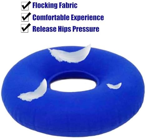 2 Pack Donut Pillow, Inflatable Donut Cushion for Tailbone Pain,Hemorrhoid Seat Cushion, Round Wheelchairs Seat Cushion for Home, Car or Office Chair (15" Dark Blue & Light Blue)