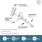 MERKUR 39C Double Edge Safety Razor, Slant Bar Design- Long Handle, Made in Germany, Plastic-Free, Two Piece Design