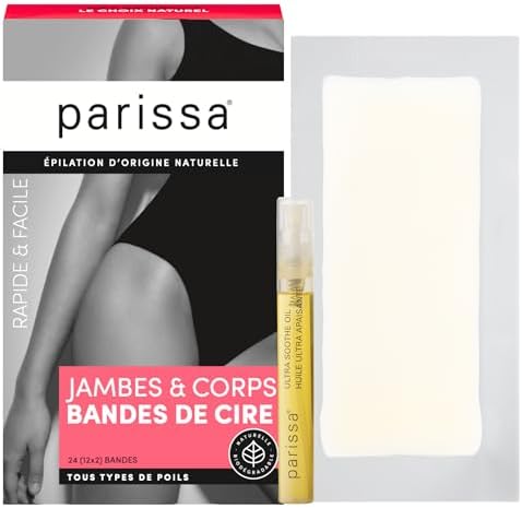 Parissa Legs & Body Biodegradable Wax Strips Kit | Ready-to-Use Large Wax Strips for At-Home Hair Removal, Suitable for All Hair Types | Includes Post-Wax Ultra Soothe Oil | 24 Strips (12 x 2)