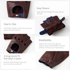 Men's Fingerless Leather Gloves - Unlined Lambskin Leather Driving Gloves