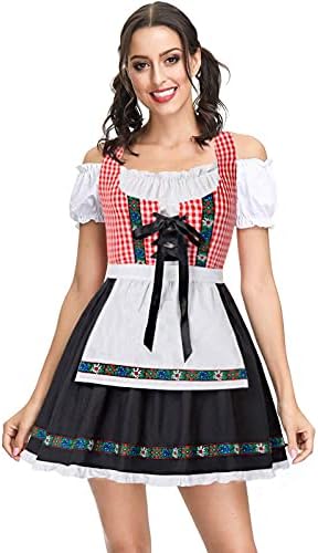 Kate Kasin Women's German Dirndl Dress Costumes for Traditional Bavarian Oktoberfest Carnival Halloween