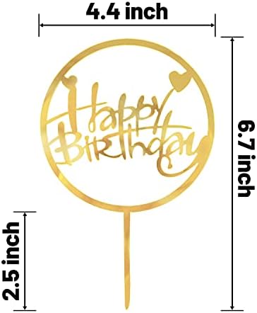 Happy Birthday Cake Toppers Gold, 18 Pcs Gold Happy Birthday Cake Topper, Acrylic Cake Decoration, Double-Sided Glitter of Birthday Cake Topper for Children or Adults (Word)