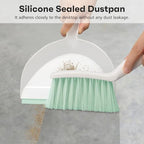 NACENA Handheld Dustpan and Broom Set – Mini Compact Brush Combo for Desktop, Sofa, Car & Kitchen Crumbs Small Cleaning Tool with Stiff Bristles, Green