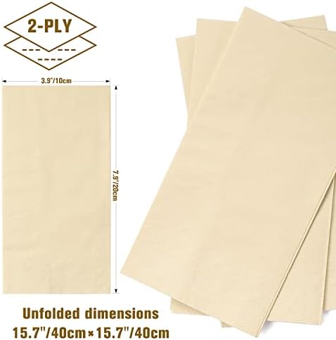 LEKOCH 200 PCS Eco Unbleached Napkins Disposable Bathroom Hand Towels 16'*16' Brown 2-Ply Compostable Plant-based Pulp Wedding Dinner Napkins