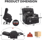Dual Motor Power Lift Recliner Chair with Lay Flat, Full-Body Vibration & Lumbar Heating - Lift Assist Chair for Elderly, Electric Recliner with Massage and Heat, Easy Assembly Grey