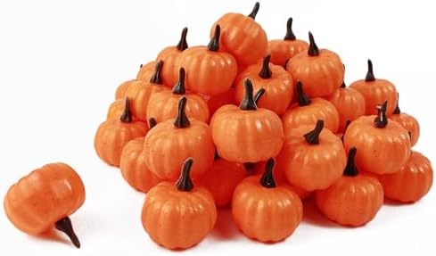 ROYHOO 20PCS Mini Artificial Pumpkins, Fall Harvest Simulation Pumpkins Decor Fake Fruit Home Decor for Halloween Thanksgiving Party Decorations (Orange)