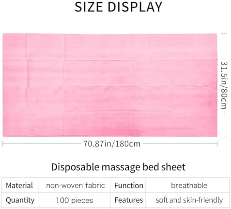 100PCS Disposable Massage Table Sheets, Pink Spa Bed Covers for Esthetician, Spa, Waxing, Lash, Tattoo, Salon Table, 31.5" X 71"