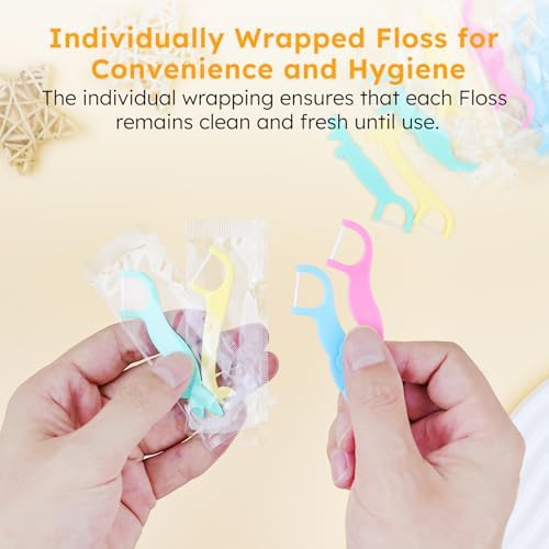 Kids Floss Individually Wrapped Kids Dental Floss Picks 4 Cute Animal Shapes Fun Flossers Helps Prevent Tooth Decay & Gum Diseas for Family, Travel, and picnics 4 Colors (100)