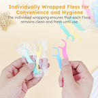 Kids Floss Individually Wrapped Kids Dental Floss Picks 4 Cute Animal Shapes Fun Flossers Helps Prevent Tooth Decay & Gum Diseas for Family, Travel, and picnics 4 Colors (100)