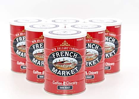 French Market Coffee & Chicory Dark Roast Ground Coffee, 12oz Can (Pack of 6)