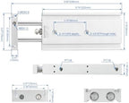 Baomain CXSM25x150 Double Rod Pneumatic Air Cylinder,0.98 inch(25 mm),Stroke 5.9 inch(150 mm), Double-Acting,Aluminum Body for Industrial Automation