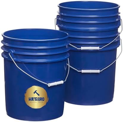 5 Gallon Food Grade Plastic Bucket, Open Head Pail with Handle, 12-3/8 in Diameter x 14-3/4 in Height (Blue, 1 Pack)