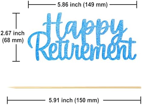 2pcs Blue Glitter Retirement Cake Topper Happy Retirement Cake Toppers Party Decor Cake Decorations Retired Party Happy Sign For Men Women