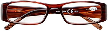 Eyekepper 5-Pack Spring Hinges Rectangular Reading Glasses Readers Brown +3.5