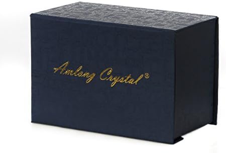 Amlong Crystal 3 inch (80mm) Blue Crystal Ball with Redwood Lion Resin Stand and Gift Box for Decorative Ball, Lensball Photography, Gazing Divination or Feng Shui, and Fortune Telling Ball