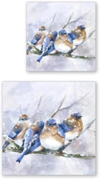 IHR Ideal Home Range Party Napkins Disposable 3-Ply Paper Lunch Napkin Pack, 6.5" x 6.5", Cuddly Birdies (Blue), 20-Count