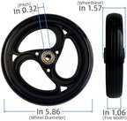 2Pcs 6 Inch Charcoal Wheels for Walker - Universal Hard Rubber Walker Wheels Replacement, Fit Drive Rollator & Wheelchair Wheel, All-Floor Safe Rolling, Essential Walker Accessories