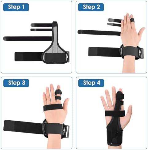Full Trigger Finger Splint - Hand and Wrist Brace Support for Sprains, Pain Relief, Arthritis, Tendonitis, Fractured Finger - Adjustable Locking Straightener