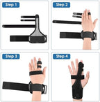 Full Trigger Finger Splint - Hand and Wrist Brace Support for Sprains, Pain Relief, Arthritis, Tendonitis, Fractured Finger - Adjustable Locking Straightener