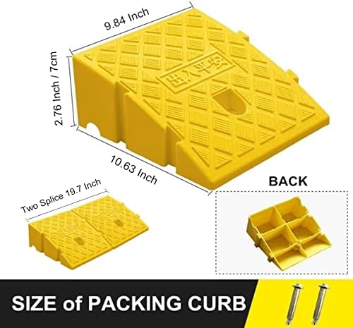 2Pack Curb Ramp, Portable Lightweight Heavy Duty Plastic Driveway Curb Ramps for Low Cars,Motorcycle Ramp,Curb Ramps (2.76 inch High)
