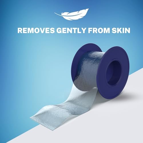 Niveus Gentle Silicone Tape Strips - Dentist Developed, Clear Soft Perforated Silicone Adhesive, FSA HSA Approved, for Sensitive Skin (1 Blue Tape Roll)