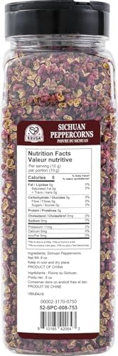 52USA Szechuan Peppercorns, Sichuan Peppercorns 8oz Bottle –Authentic Whole Red Sichuan Pepper, Numbing & Tingle, Less Seeds, Strong Flavor, Essential Spice for Mapo Tofu, Hot Pot, Asian Cuisine