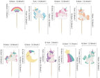 27 PCS Unicorn Cupcake Toppers Set, Pastel Rainbow and Moon Designs, Birthday Party Cake Decorations for Girls, Magical Theme Party Supplies (Style 1)