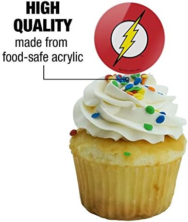 The Flash Lightning Bolt Logo Cupcake Picks Toppers Decoration Set of 6