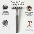 Double Edge Safety Razor for Men and Women, Stainless Steel Single Blade Metal Razor, with 10 Double Edge Blades, Smooth Close Gentle Shave, Plastic Free Zero Waste Shaving, Black