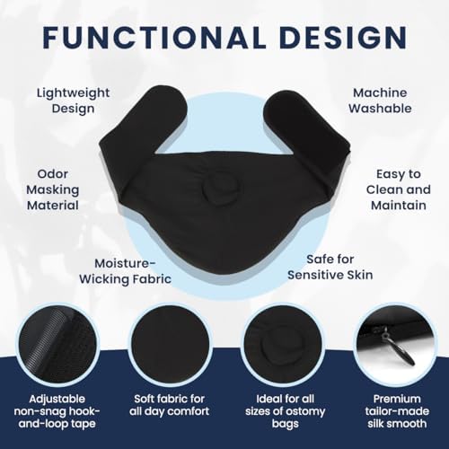 Ostomy Belt for Men & Women | Colostomy Ostomy Bag Covers for Sports | Discreet Ileostomy Belt | Ostomy Bag Cover | Ostomy Wrap Abdomen | Inner Pocket to Hold Ostomy Pouch (Black, Medium)