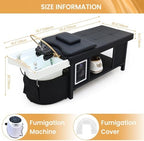Massage Table with Shampoo Bowl Massage Bed, Head Spa Equipment with Water Cycle & Fumigation Stationary Head Spa Bed for Beauty Head Physical Salons Esthetician Treatment Wellness Resort, Black