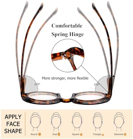 LUR Oversized Round Reading Glasses for Women - 4 Pack Ladies Readers Large Frame +3.00
