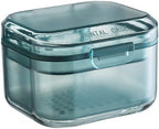 3-Layer Retainer Storage Box, Denture Case with Lid, Portable Mouth Guard Container Tooth socket storage case holder box Immersion box (Blue)