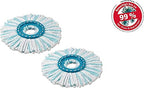 Leifheit Replacement Mop Head Clean Twist Disc Mop x 2 Pack – Dual Fibre System for Deep Cleaning & Maximum Absorption – Compatible with Clean Twist Systems – Set of 2 – White/Turquoise