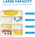 Yivaiks Bling Travel Pill Organizer Crystal Rhinestone 7 Compartments Portable Pill Case Daily Pill Box to Hold Vitamins Small Pill Container for Pocket Purse Medicine Organizer(White)