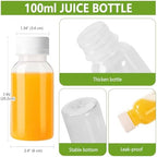 zmybcpack 24 Pack 100ml PP Heat-Resistant Plastic Juice Bottles With Caps-Plastic Shot Bottles-Reusable Bulk Beverage Containers with Lids For Juice (Dishwasher Safe)