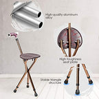Goplus Walking Cane with Seat, Heavy Duty Aluminum Alloy Crutch Chair with LED Light and Retractable 3 Legs, Portable Anti-Slip Seat Cane, Lightweight Walking Stick for Seniors Elderly